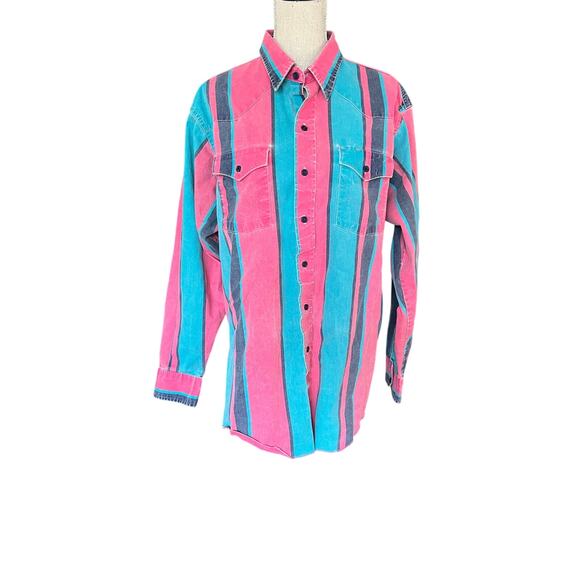 Wrang Vintage Brushhopper In Pink/Blue size 17.5-35, Pre-Loved Country Cowboy - Picture 2 of 11
